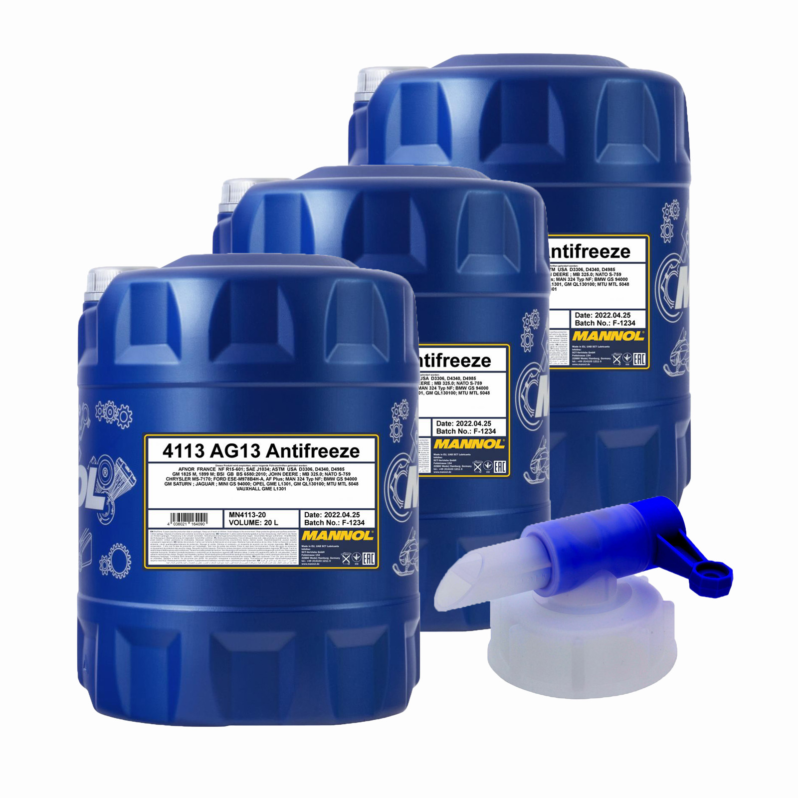 60 Liter (3x20) MANNOL Hightec Antifreeze AG13 Kühlflüssigkeit +  Ablasshahn 60 Liter (3x20) MANNOL Hightec Antifreeze AG13 Kühlflüssigkeit +  Ablasshahn