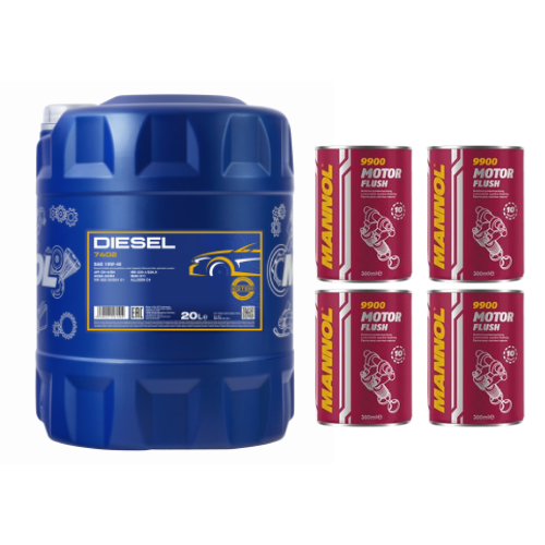 1x20 Liter MANNOL Diesel 15W-40 CH-4 SL 15W40 Motoröl ÖL 4x Motor Flush