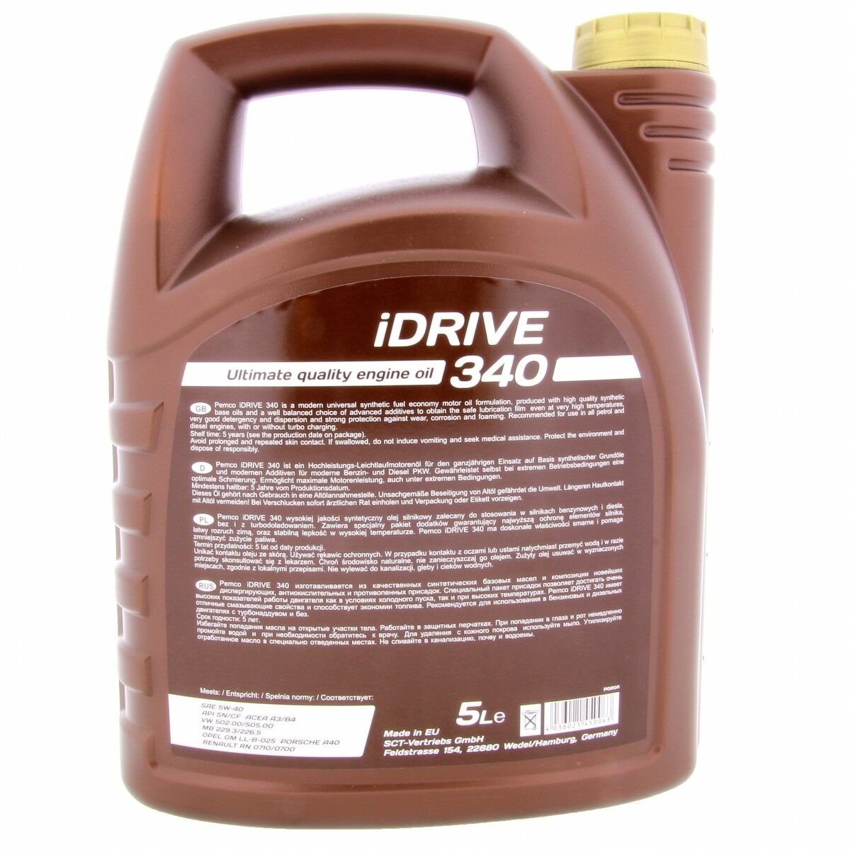 20 Liter (4x5) PEMCO SAE 5W-40 iDrive 340 Motoröl Motorenöl Schmierung
