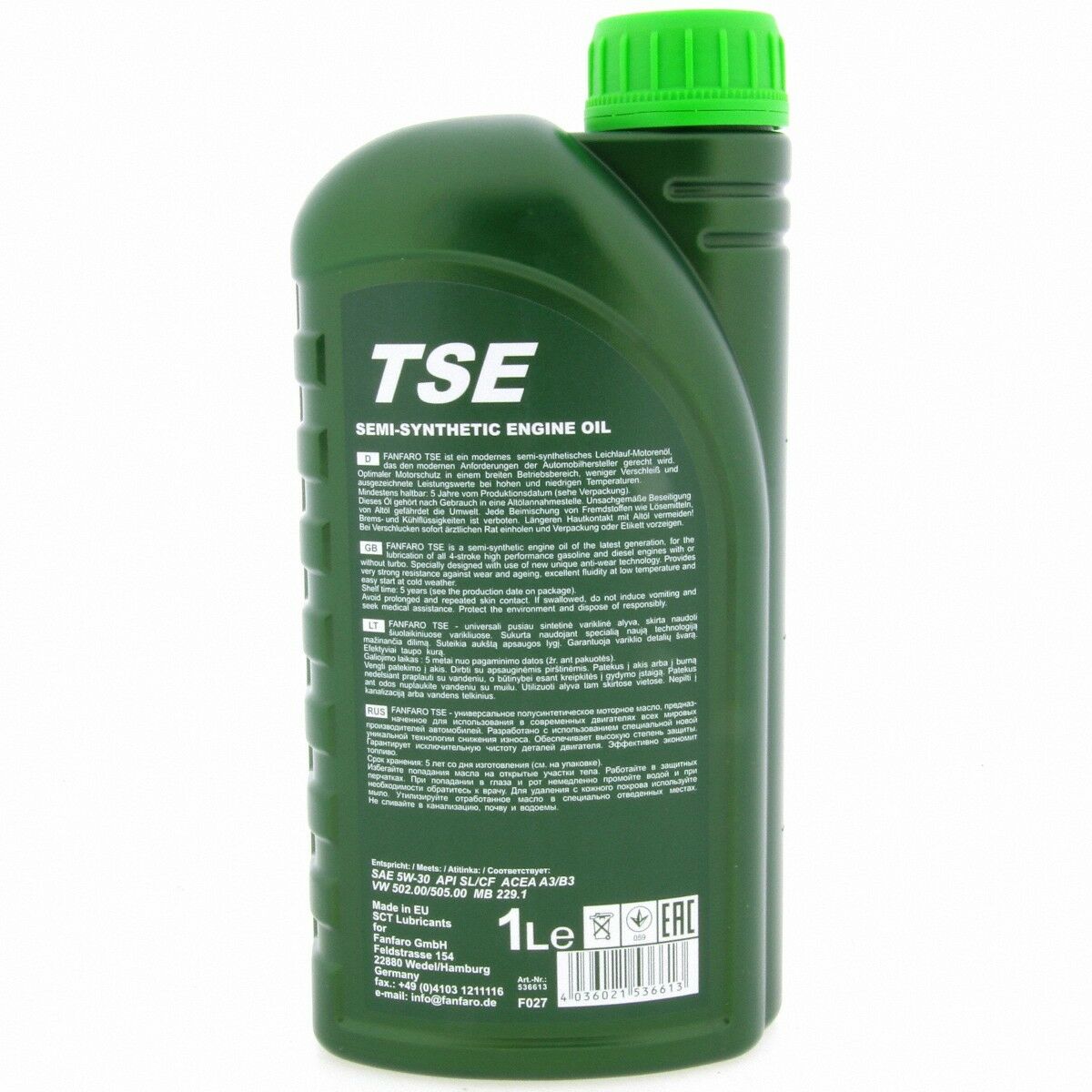 3 Liter FANFARO TSE 5W-30 SN CH-4 Motoröl A3 B3 MB 229.1 passend für VW 502.00 505.00