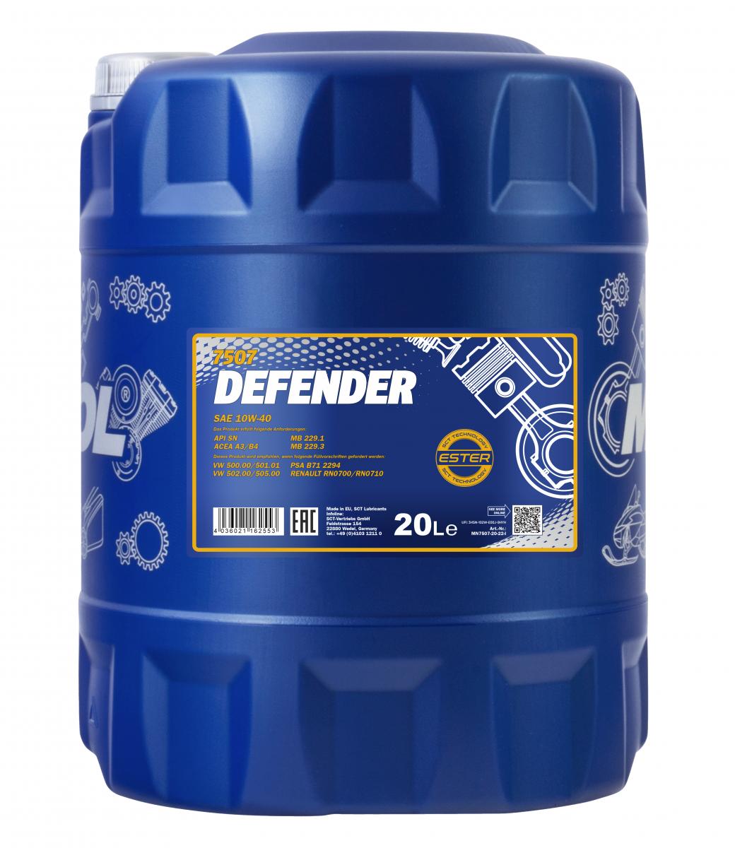 60 L MANNOL 7507 Defender 10W-40 Motoröl A3/B4 MB229.3 VW 505.00 + Ablasshahn