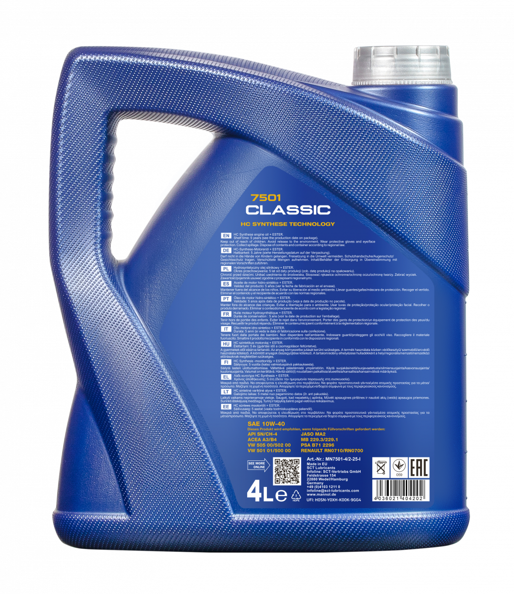 4 Liter MANNOL Classic 10W-40 API SN/CH-4 Motoröl 10W40 4036021404202