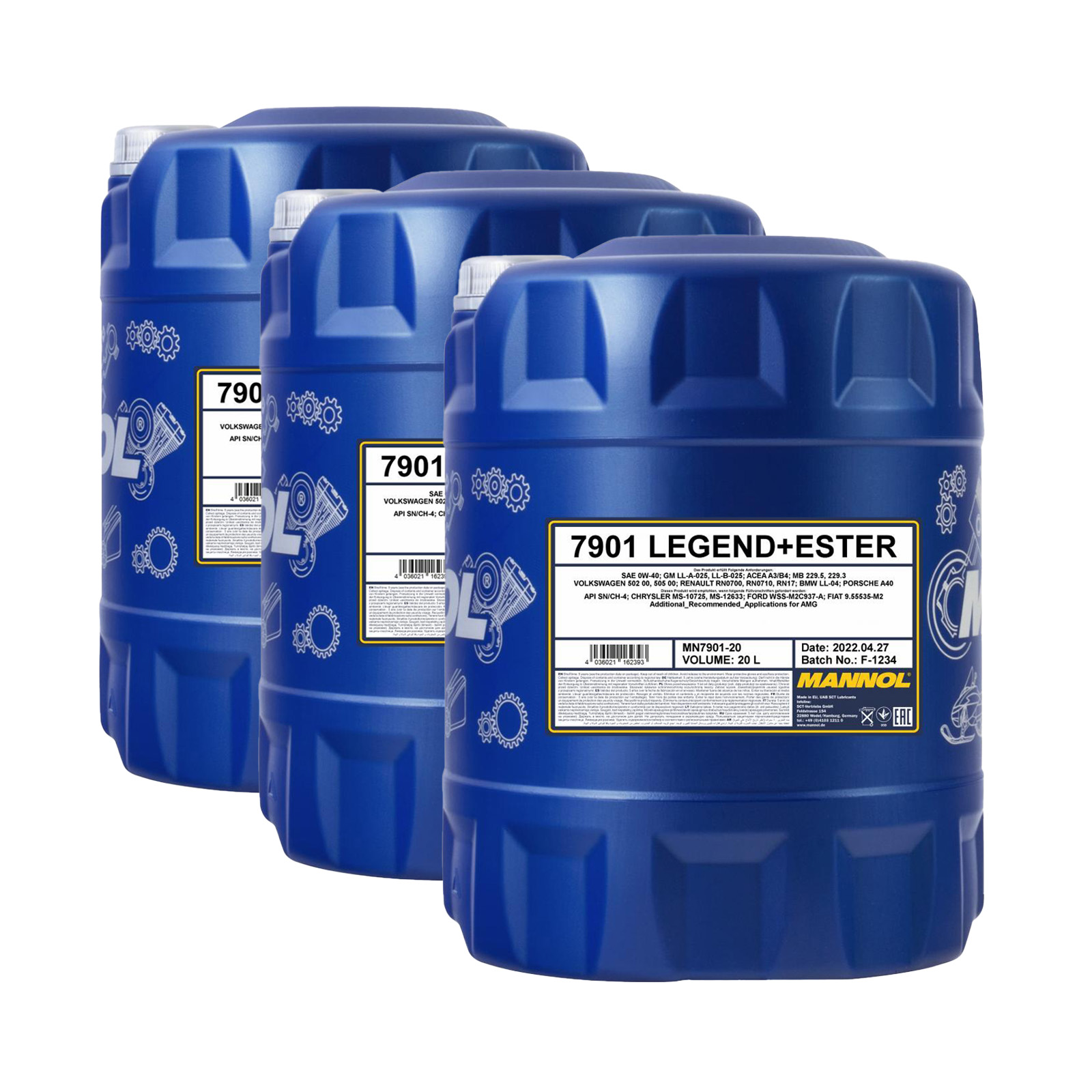 60 Liter (3x20) MANNOL Legend Ester 0W-40 7901 SN/CH-4 ACEA A3/B4 Motoröl