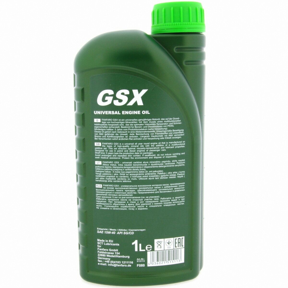 3 Liter FANFARO GSX 15W-40 API SN CH-4 Motoröl Universal Engine Oil