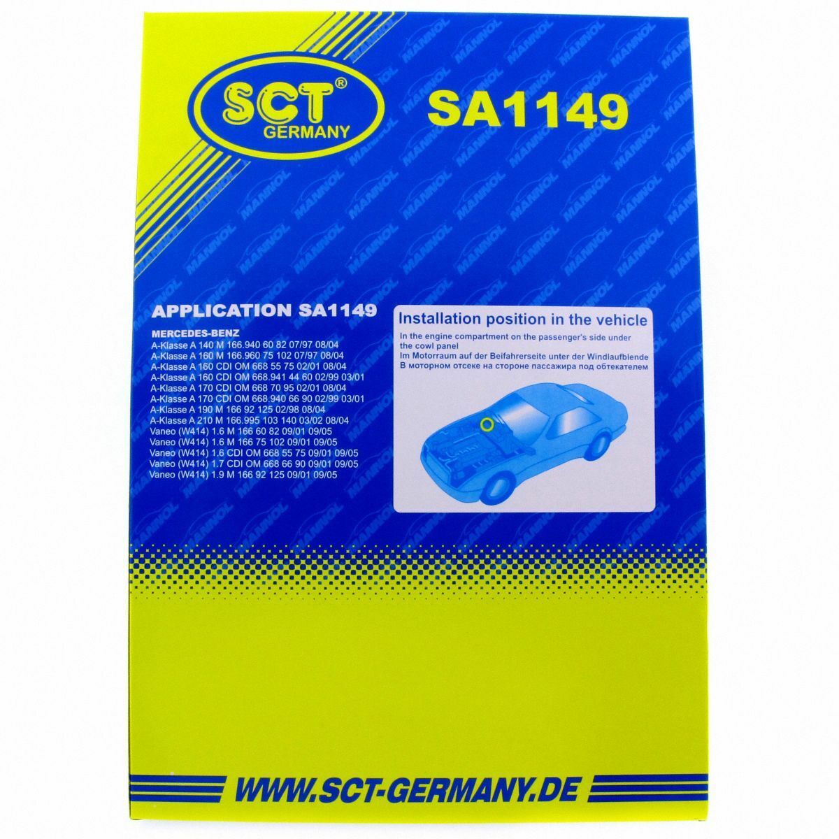 SCT Innenraumfilter Luftfilter SA 1149 Pollenfilter Luft Filter Mercedes-Benz A-Klasse