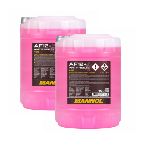 20 Liter (2x10) MANNOL Antifreeze AF12+ Frostschutz Fertiggemisch rot -40°C G12+
