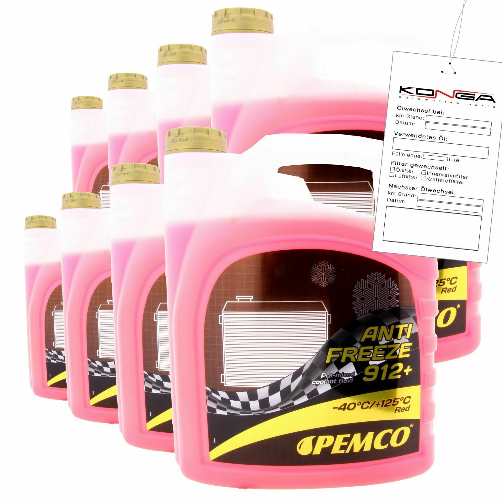 40 Liter (8x5) PEMCO Antifreeze 912+ Kühlerfrostschutz bis -40C rot PM0912