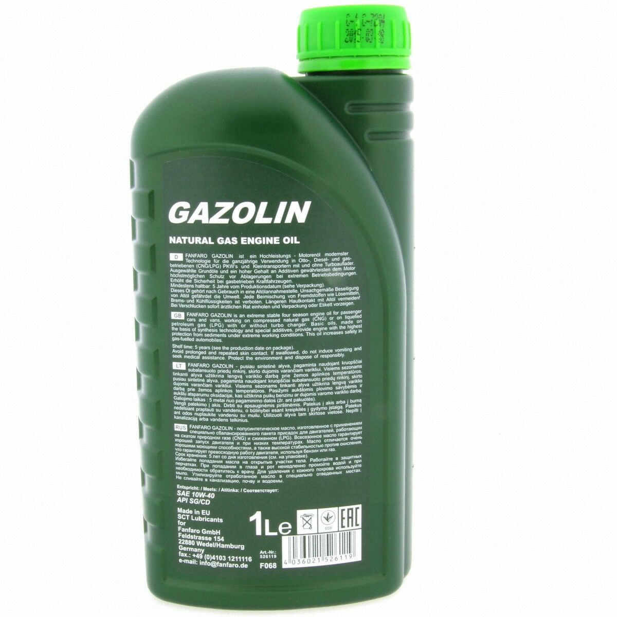 1 Liter FANFARO GAZOLIN 10W-40 API SG CD Motoröl LPG CNG Motorenöl Schmierung