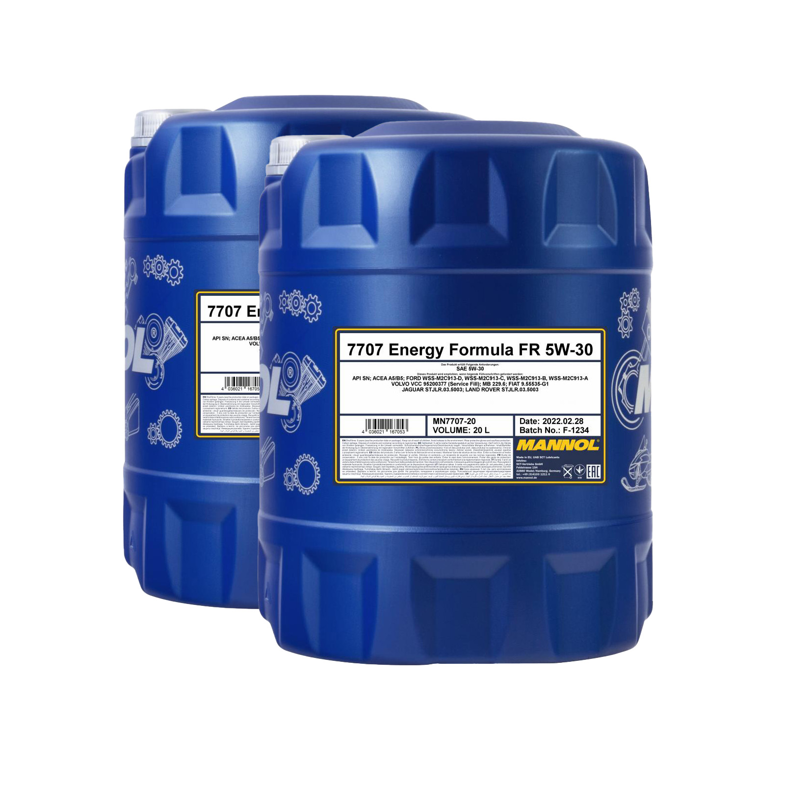 40 Liter (2x20) MANNOL Energy Formula FR 7707 5W-30 API SN ACEA A5/B5 Motoröl