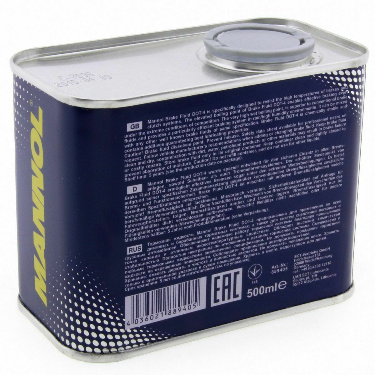0,5 Liter MANNOL 8940 Bremsflüssigkeit Brake Fluid DOT-4 Bremse