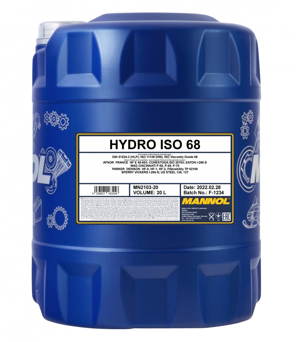 20L MANNOL 2103 Hydro ISO 68 Hydrauliköl Hydraulikflüssigkeit HLP68 DIN51524/2