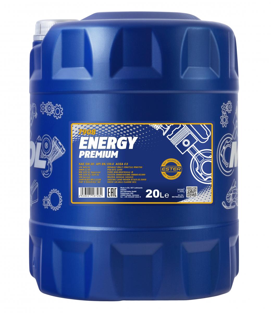 40 Liter (2x20) MANNOL Energy Premium 7908 5W-30 Motoröl API SP