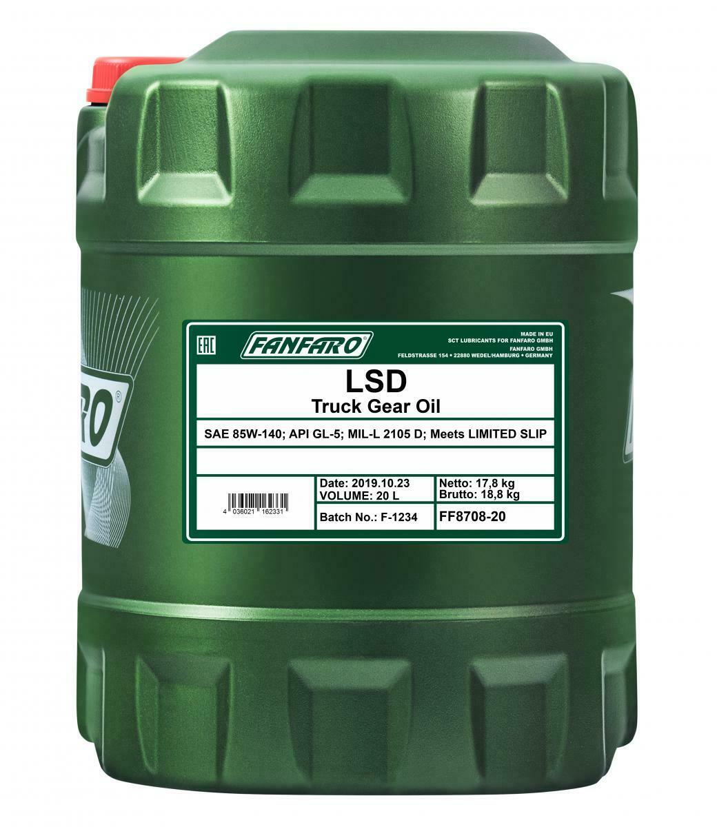 20 Liter FANFARO Hypoid LSD 85W-140 GL-5 API LS Getriebeöl MT1 AGMA 252.04