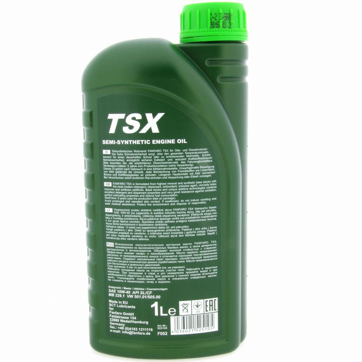 3 Liter FANFARO TSX 10W-40 SN Motoröl MB 229.1 passend für VW 501.01 505.00 Economy-Class-Motorenöl