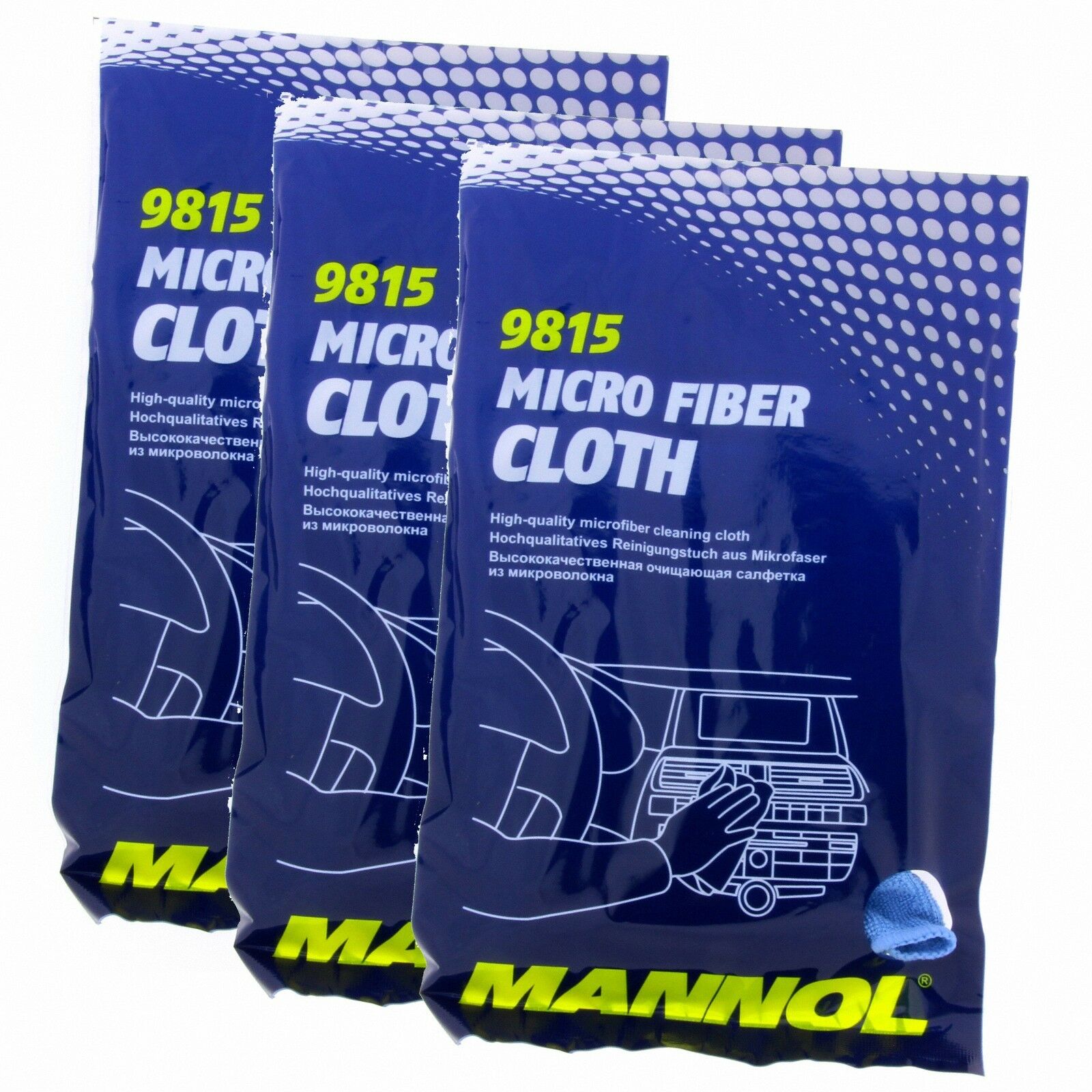 3x MANNOL 9815 Micro Fiber Cloth Mikrofasertuch Pflegetuch Oberfläche