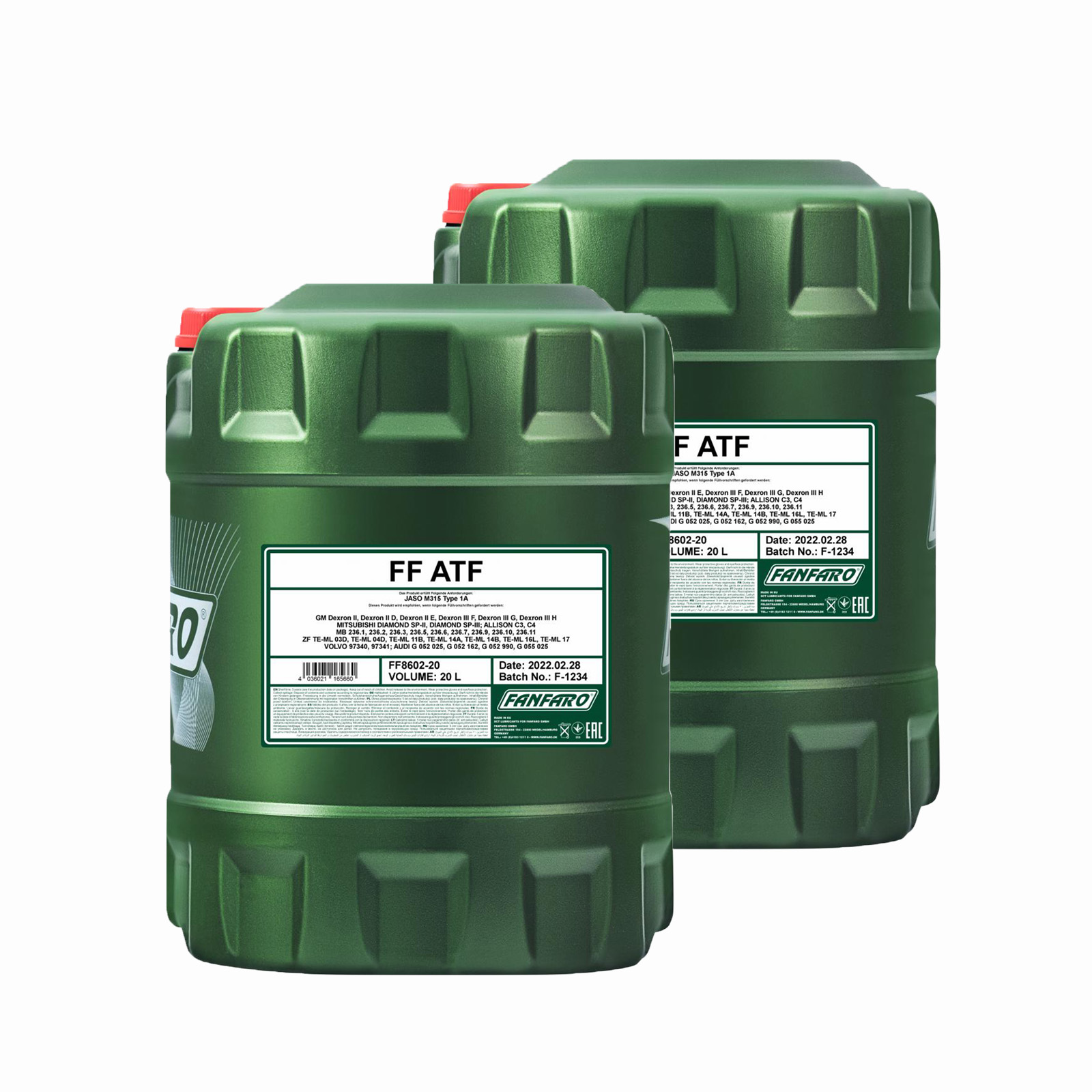 40 Liter (2x20) FANFARO ATF Universal Automatikgetriebe Getriebeöl Dexron II III 40 Liter (2x20) FANFARO ATF Universal Automatikgetriebe Getriebeöl Dexron II III