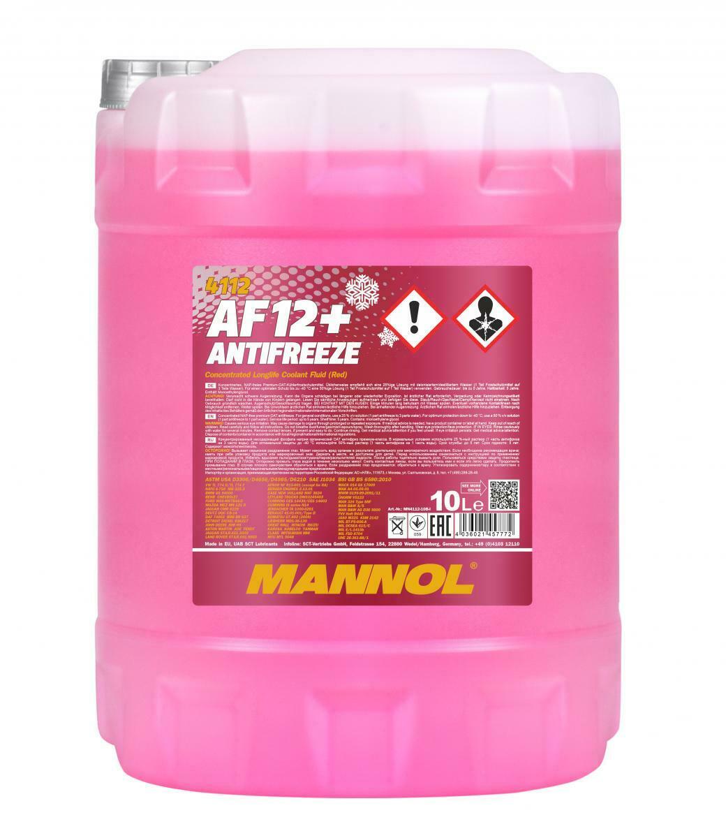 10L  MANNOL 4112 Longlife Antifreeze AF12+ Kühlerfrostschutz Konzentrat rot 1X10