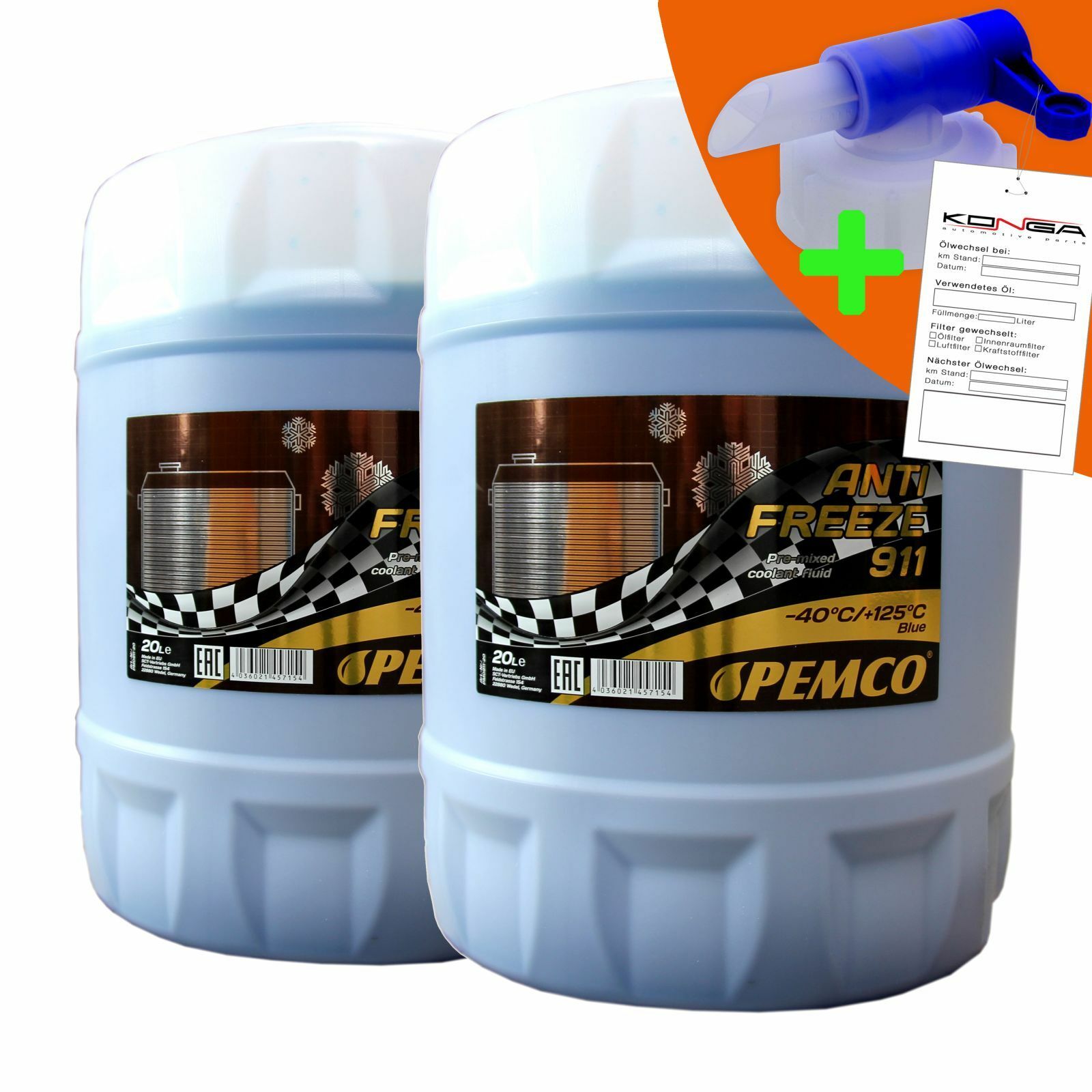 40 Liter (2x20) PEMCO ANTIFREEZE 911 -40C Kühlerfrostschutz für G11 + Ablasshahn