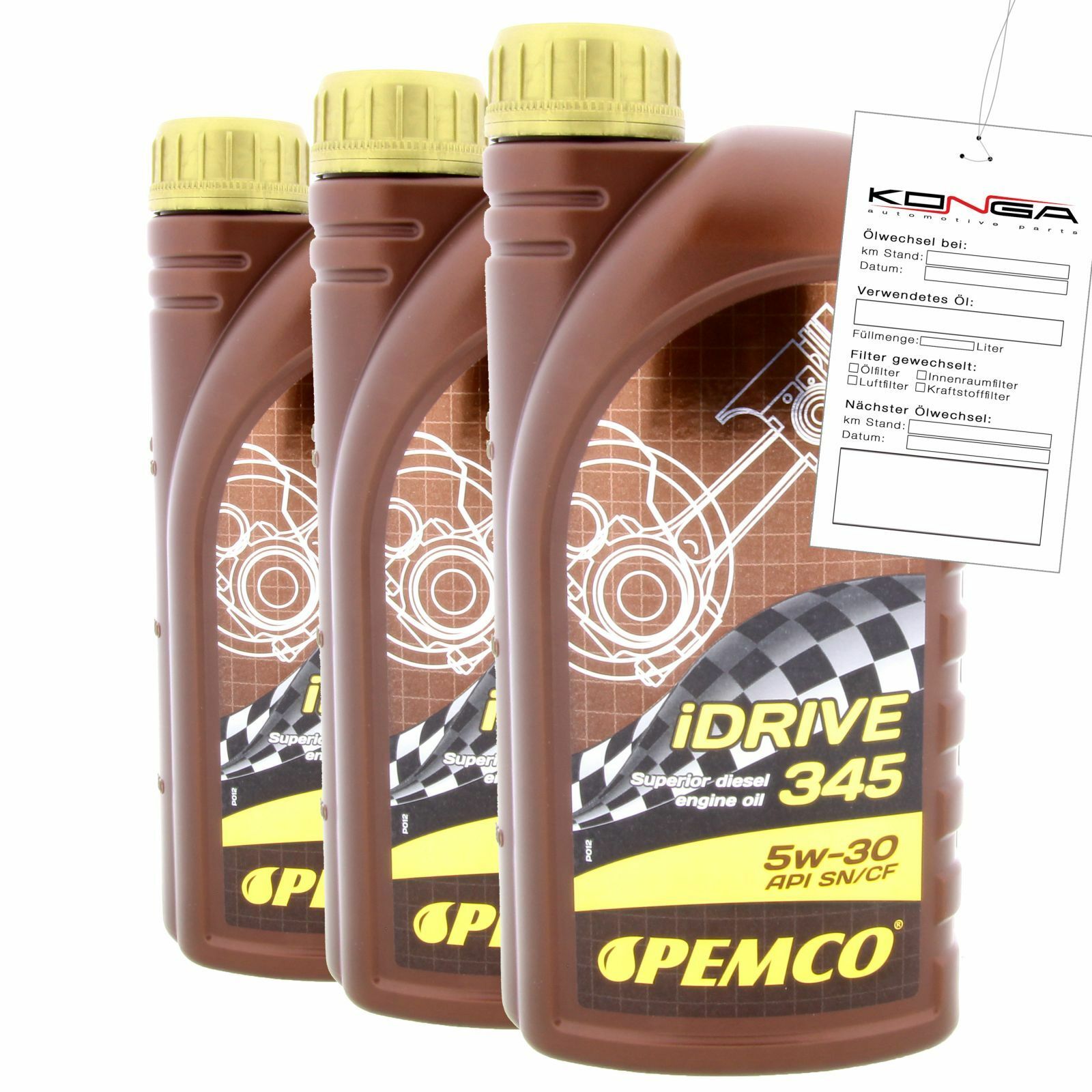 3 Liter (3x1) PEMCO SAE 5W-30 API SN CH-4 iDrive 345 Motoröl Motorenöl Schmierung