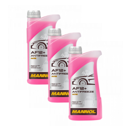 3 Liter (3x1) MANNOL Antifreeze AF12+ Frostschutz Fertiggemisch rot -40°C G12+