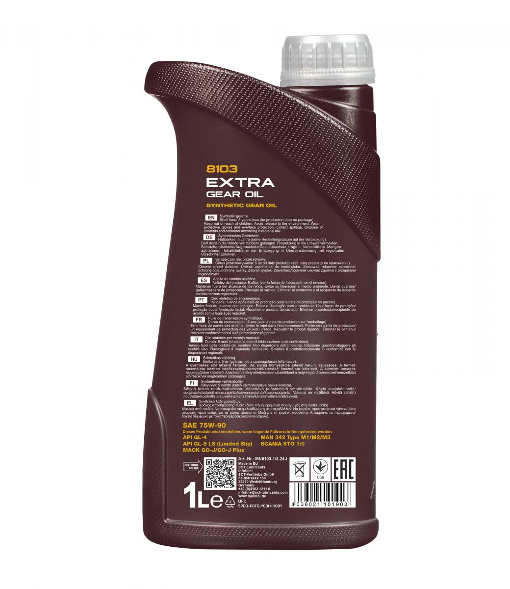 3 Liter (3x1) MANNOL Extra Getriebeöl 75W-90 API GL-4/GL-5 LS MN8103