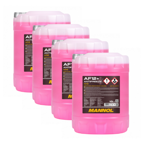 40 Liter (4x10) MANNOL Antifreeze AF12+ Frostschutz Fertiggemisch rot -40°C G12+