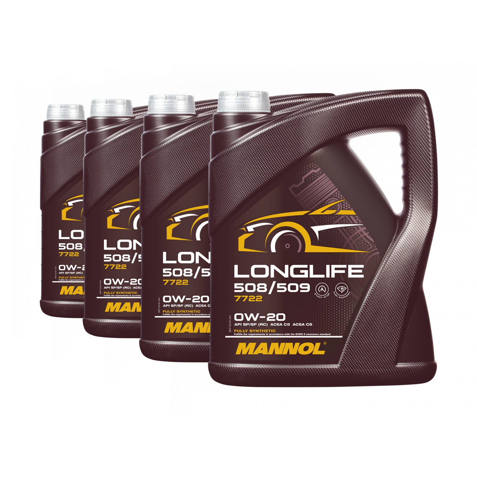 20 Liter (4x5) MANNOL Longlife Motoröl 508/509 MN7722 SAE 0W-20 API SP (RC) 