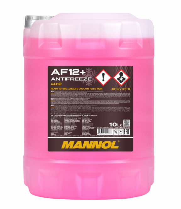 40 Liter (4x10) MANNOL Antifreeze AF12+ Frostschutz Fertiggemisch rot -40°C G12+