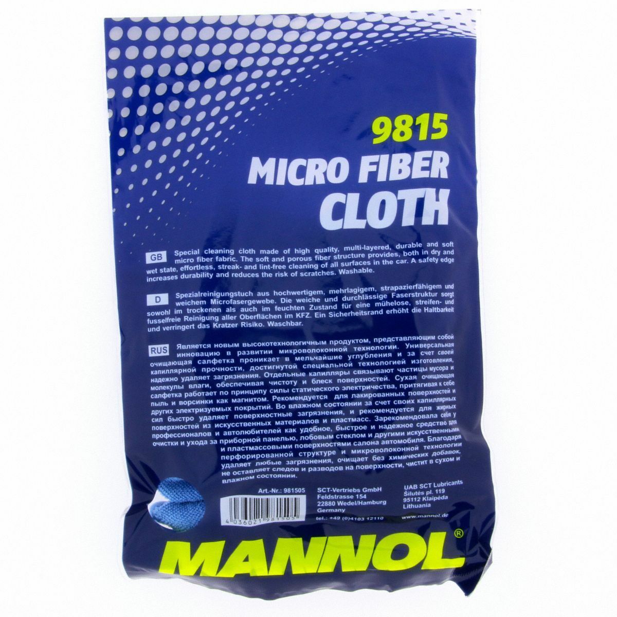 MANNOL 9815 Micro Fiber Cloth Mikrofasertuch Pflegetuch Oberfläche