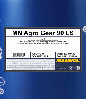 10 Liter MANNOL Agro Gear Getriebeöl MN8110 manuell Mineralbasis GL-5 LS SAE 90