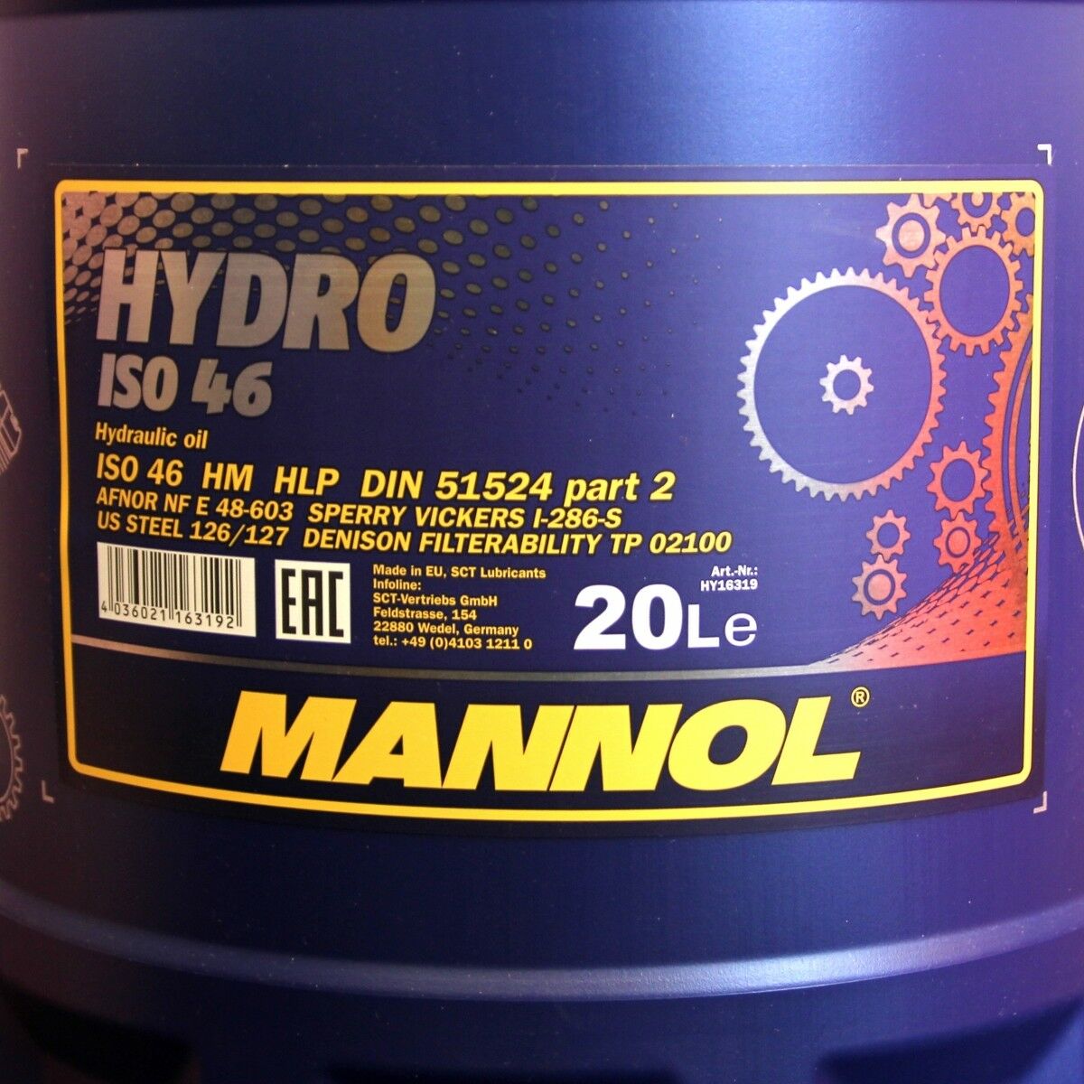 20 Liter MANNOL Hydro ISO 46 Hydrauliköl HLP 46 DIN 51524 + Ablasshahn