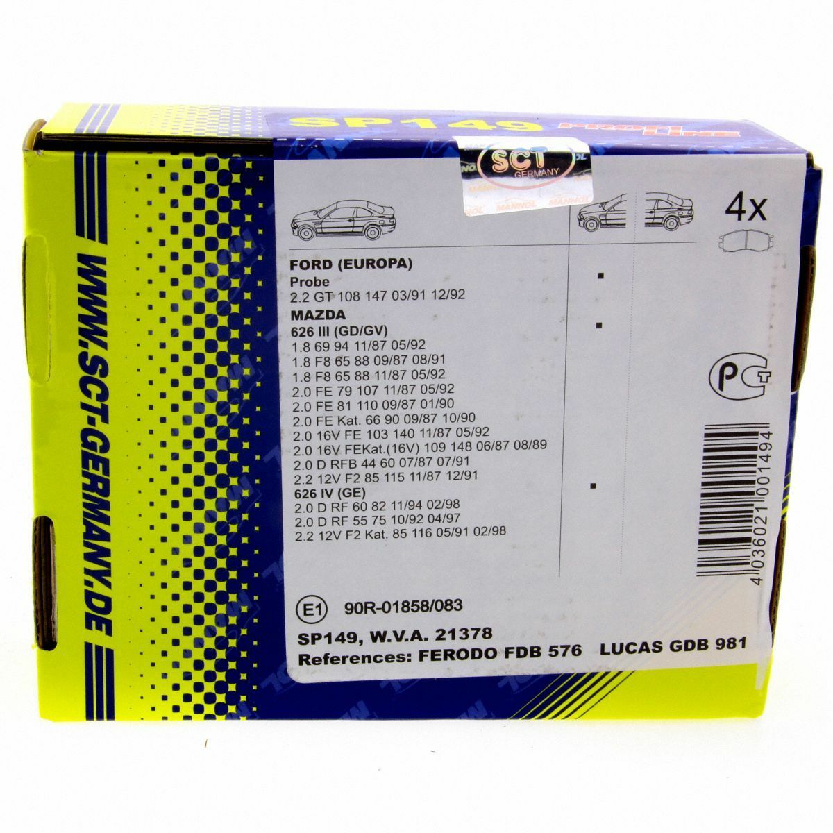 *** SCT Bremsbeläge SP 149 PR Bremsklötze Bremsbelagsatz vorne passend für Mazda Ford