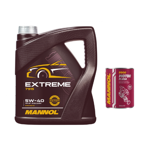 1x5 Liter MANNOL Extreme 5W-40 API SN CH-4 Motoröl 5W40 1x Motor Flush 9900 Set