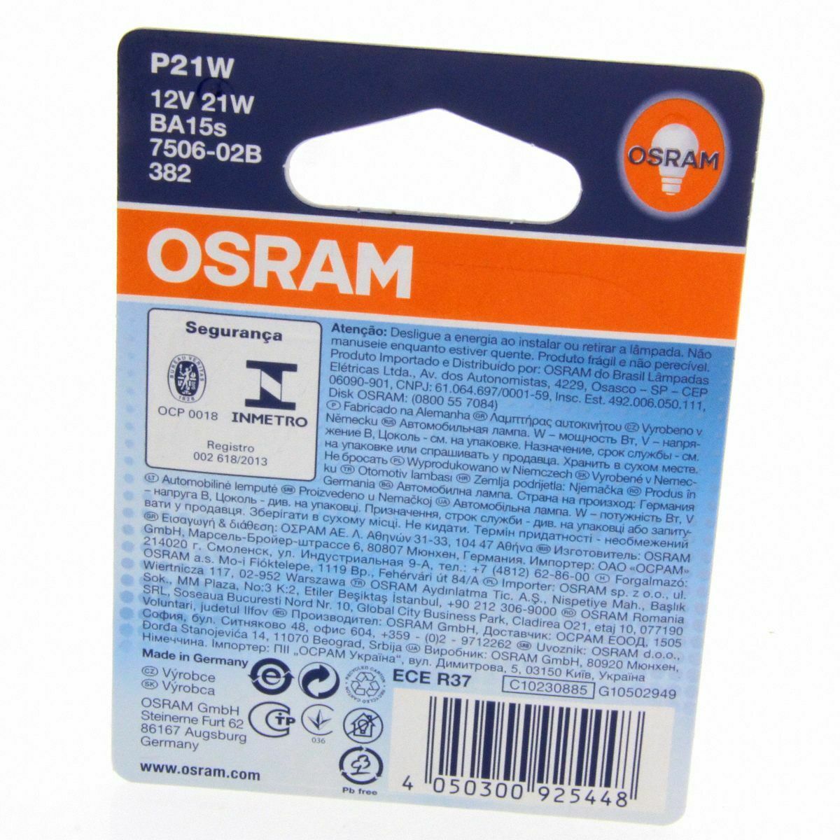 P21W OSRAM Original Line Autolampe Leuchte 7506-02B DUO Box 2 Stück