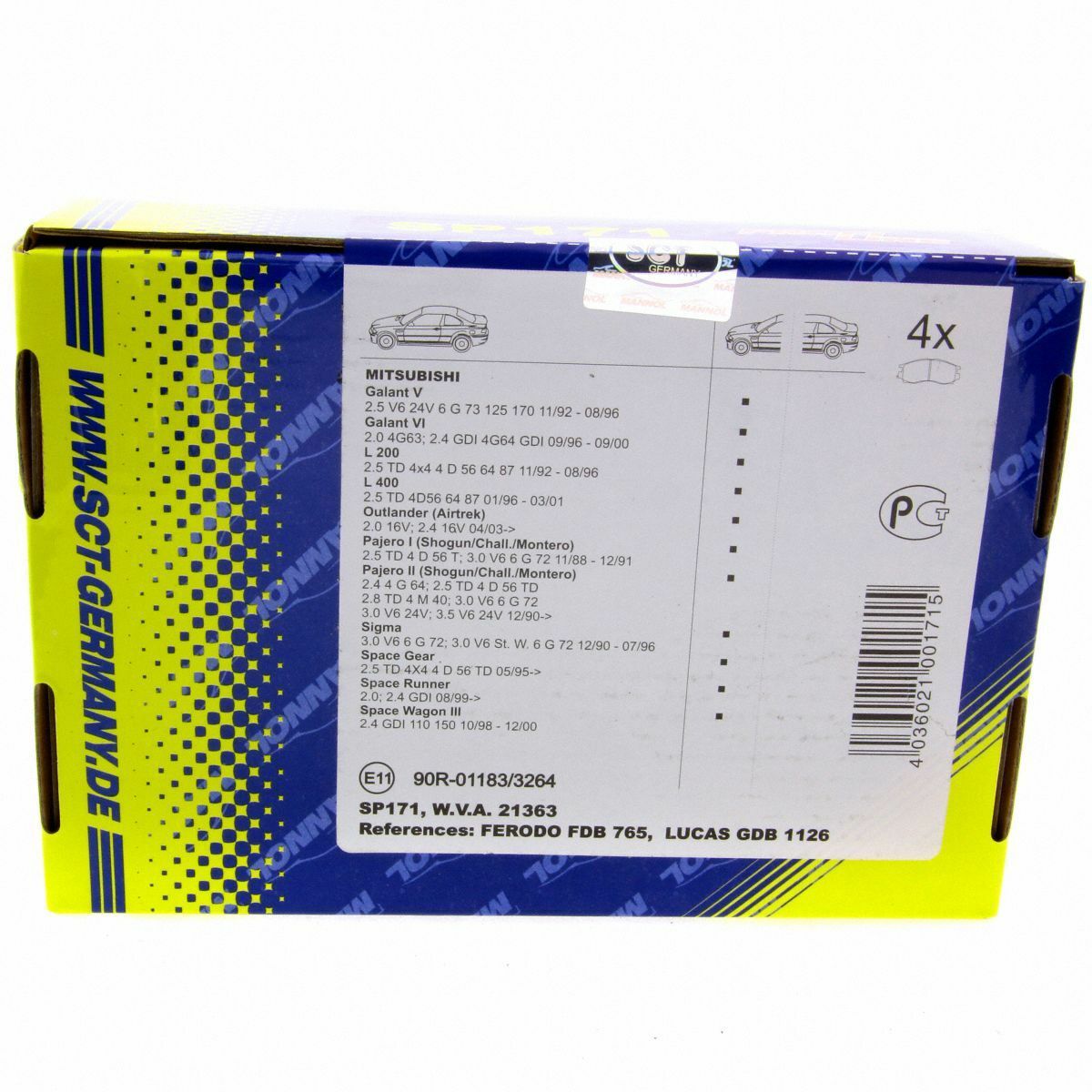 SCT Bremsbeläge SP 171 PR Bremsklötze Bremsbelagsatz vorne passend für Mitsubishi
