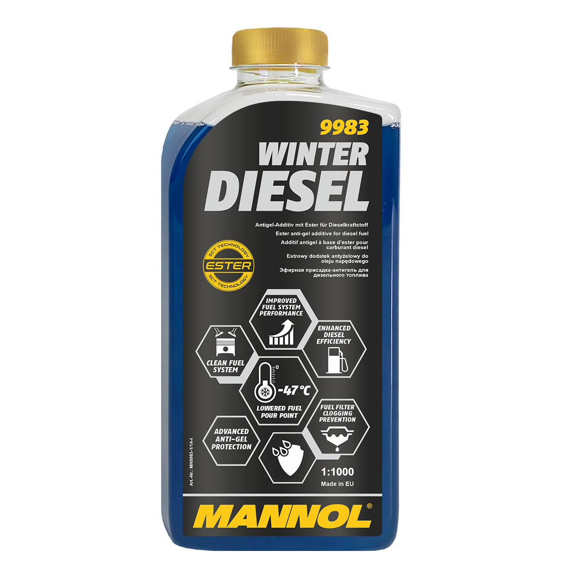 MANNOL 1 Liter Winter Diesel Kraftstoff Additiv Anti-Gel-Additiv Fließ Fit Zusatz MN9983-1PET