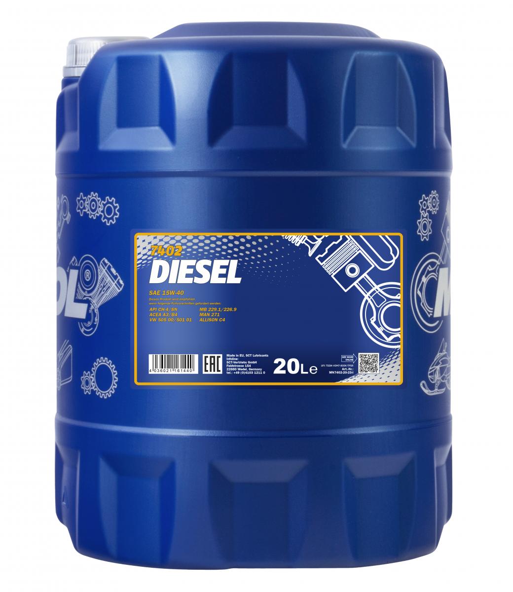40 Liter (2x20) MANNOL Diesel 15W-40 CH-4 SL 15W40 Motoröl ÖL 4036021161440
