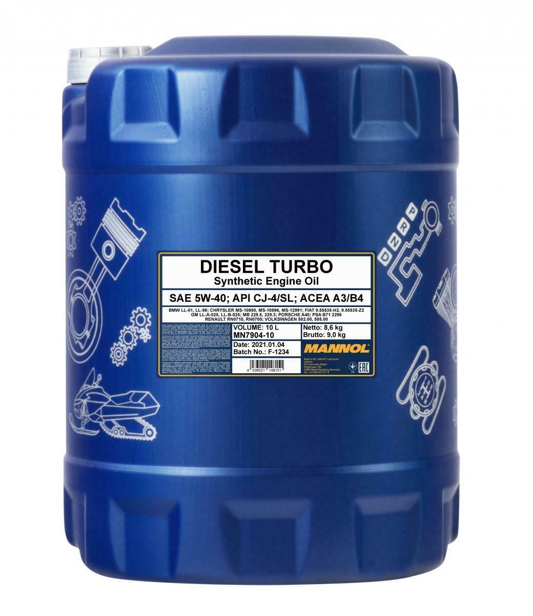 10 Liter MANNOL Diesel Turbo 5W-40 5W40 Motoröl A3/B4 VAG 505.00 CI-4/SN