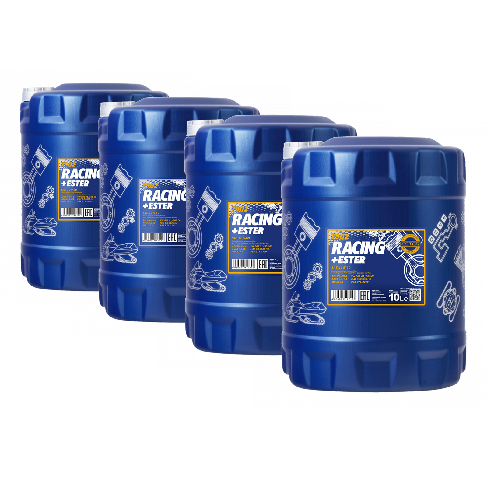 40 Liter (4x10) MANNOL 7902 Racing Ester 10W-60 ACEA A3/B4 API SN/CH-4 Motoröl 40 Liter (4x10) MANNOL 7902 Racing Ester 10W-60 ACEA A3/B4 API SN/CH-4 Motoröl
