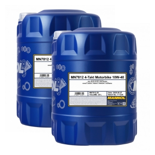 40 Liter (2x20) MANNOL 4-Takt Motorbike 10W-40 7812 API SN Motorradöl
