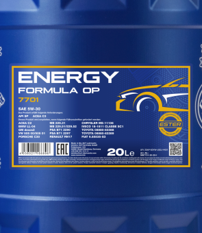 20 Liter MANNOL Energy Formula OP 7701 5W-30 API SN Plus Motoröl + 1x Ablasshahn