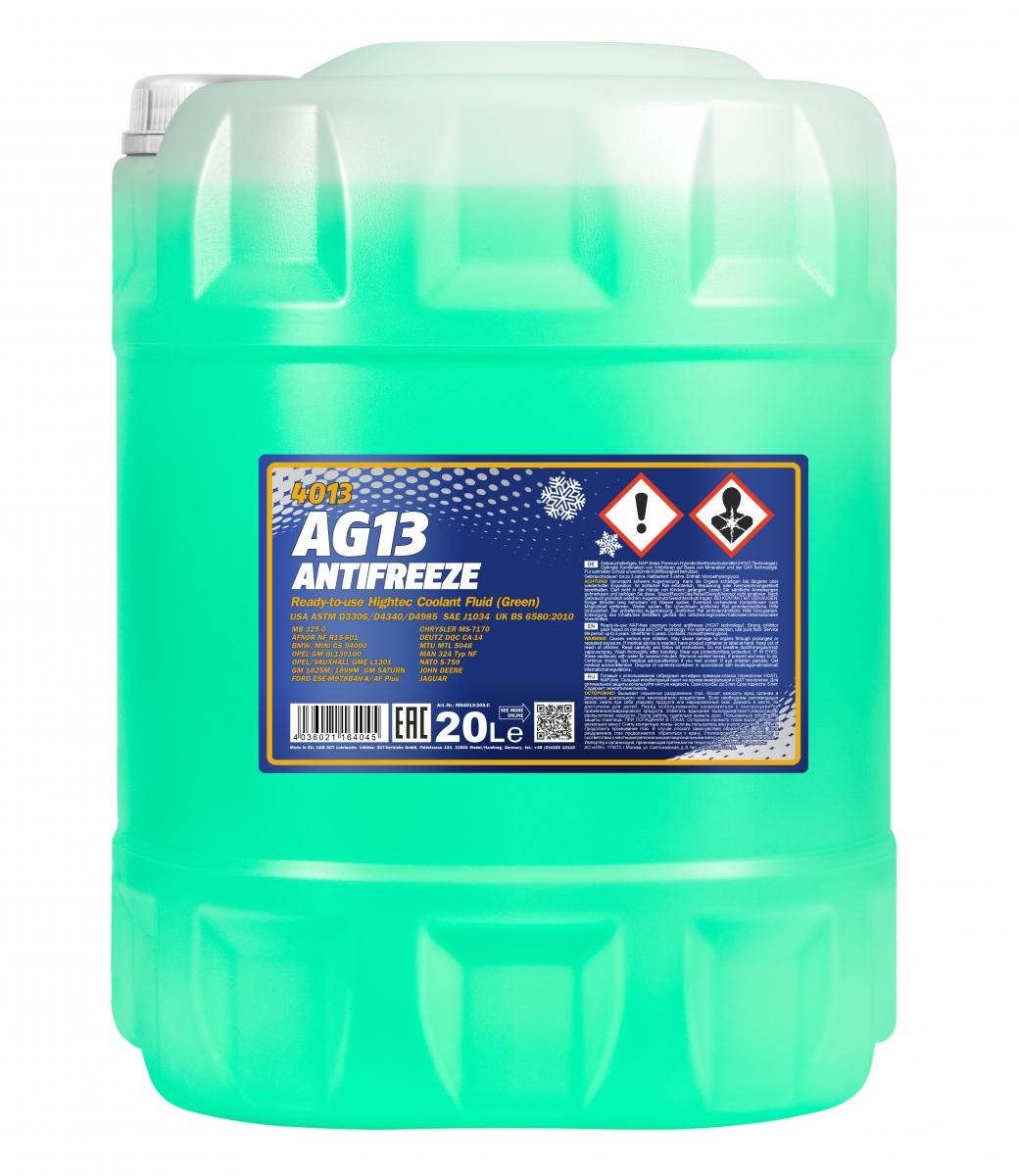 60L (3x20) MANNOL AG13 Frostschutz Fertiggemisch grün -40°C G13 + Ablasshahn