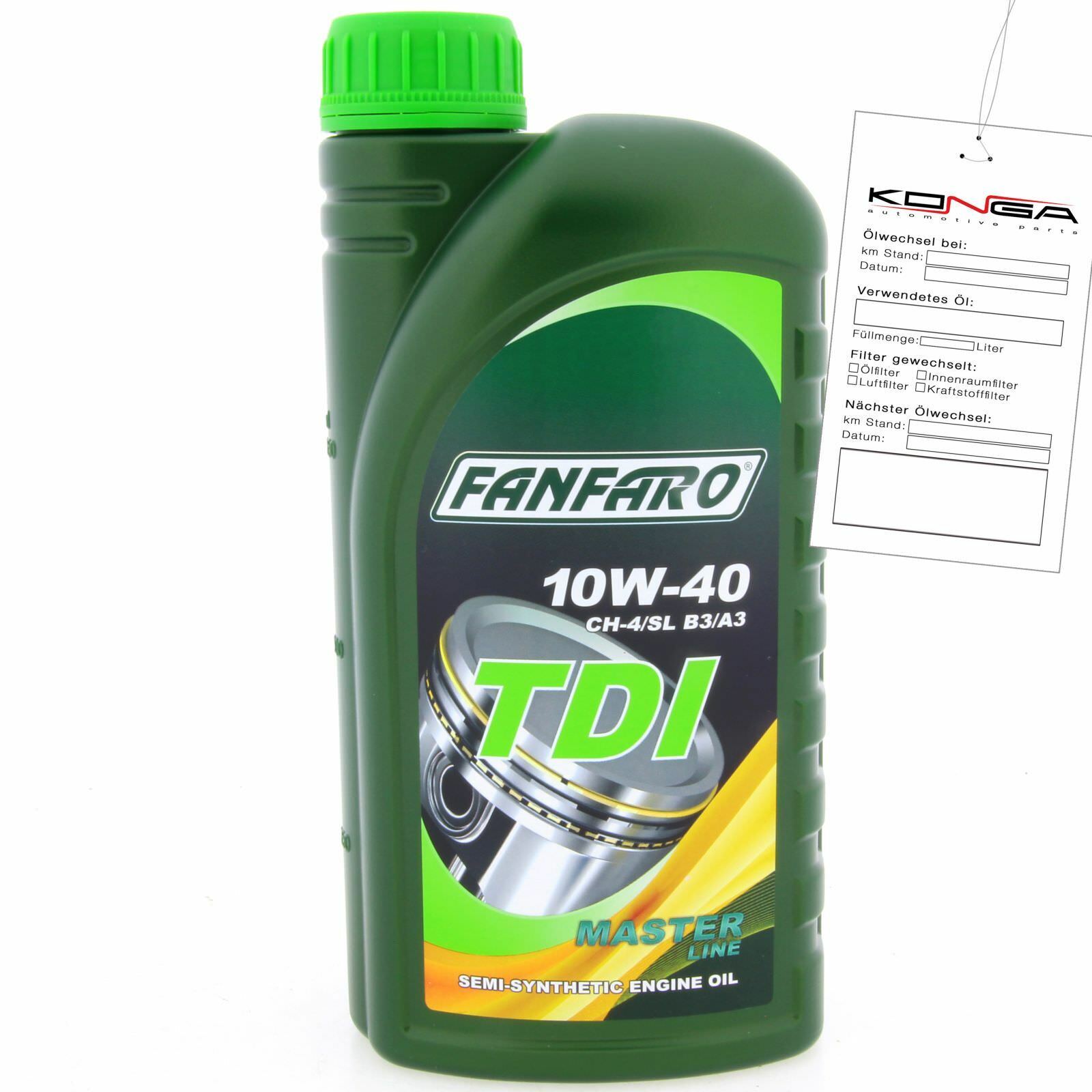 1 Liter FANFARO TDI 10W-40 CH-4/SL Motoröl B3 A3 VW 505.00 501.01