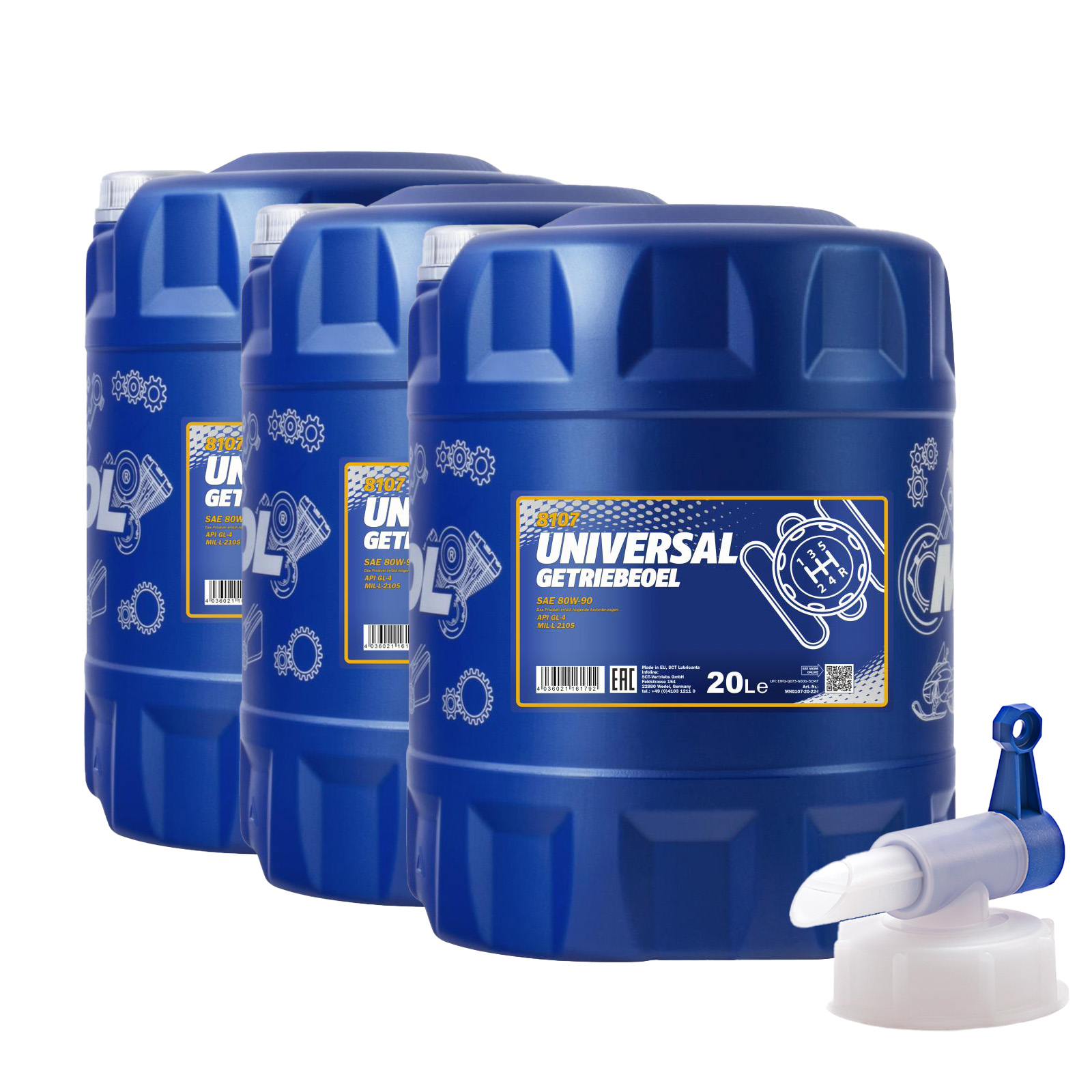 60 Liter MANNOL Universal Getriebeöl 80W-90 GL4 80W90 Getriebe Öl+Ablasshahn