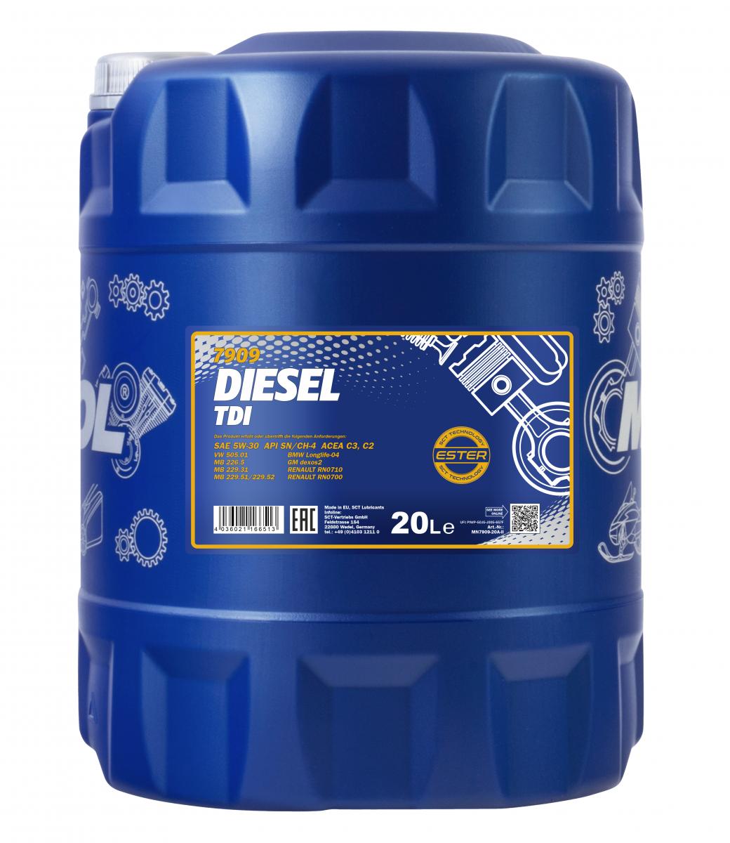 60 Liter (3x20) MANNOL Diesel TDI 5W-30 5W30 API SN CH-4 Motoröl ÖL 4036021166513