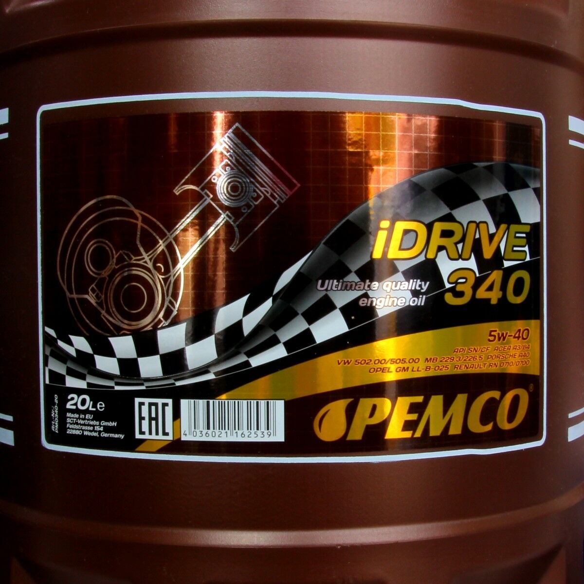 60 Liter (3x20) PEMCO SAE 5W-40 iDrive 340 Motoröl Motorenöl Schmierung