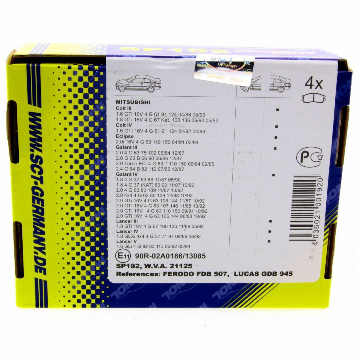 *** SCT Bremsbeläge SP 192 PR Bremsklötze Bremsbelagsatz hinten passend für Mitsubishi
