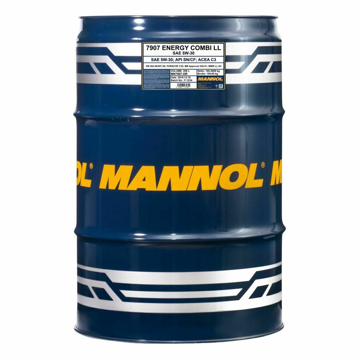 208 Liter MANNOL Energy Combi LL 5W-30 API SN Motoröl 5W30 4036021401300
