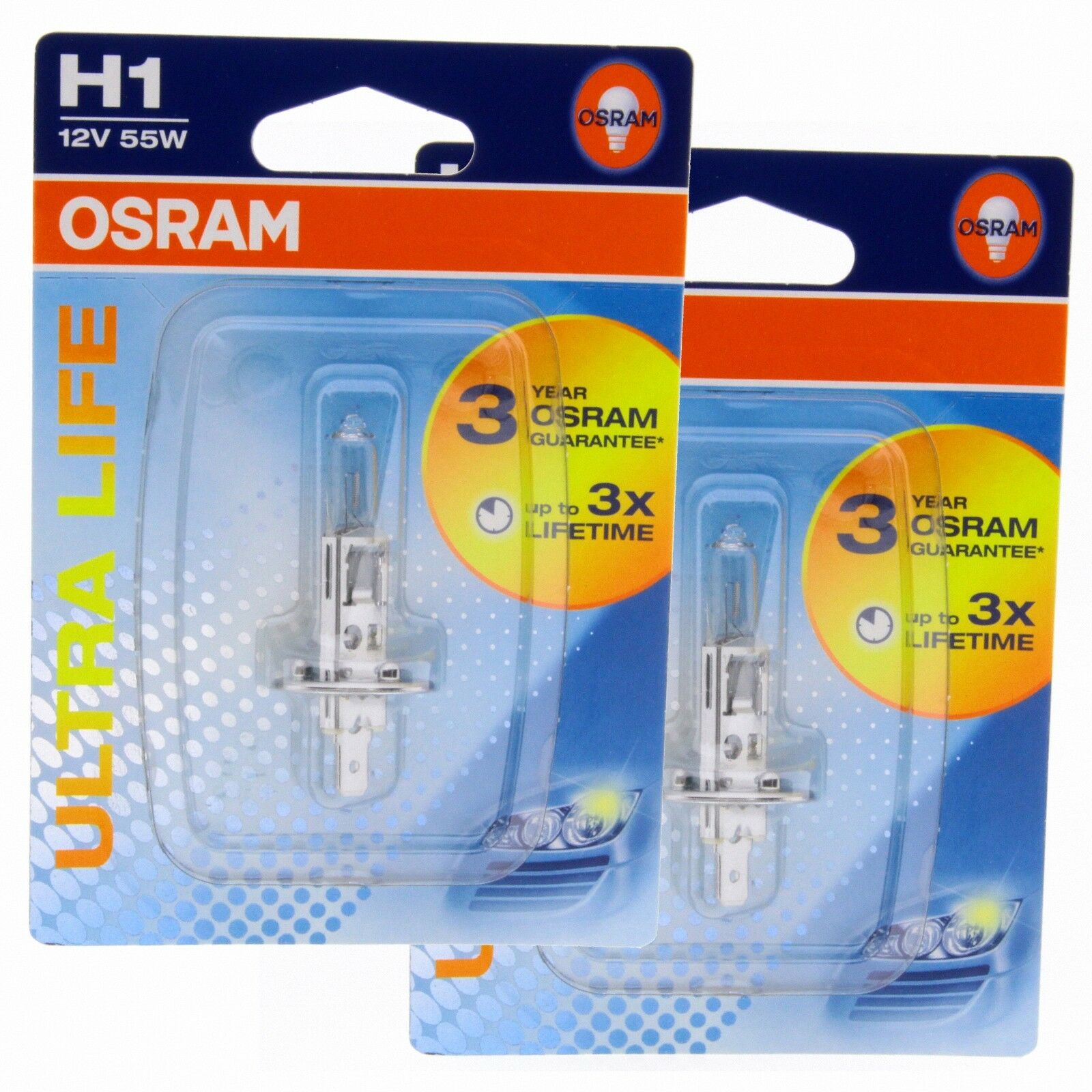 2x H1 OSRAM Ultra Life 3x Longlife Halogenlampe 64150ULT-01B Blister Box Set