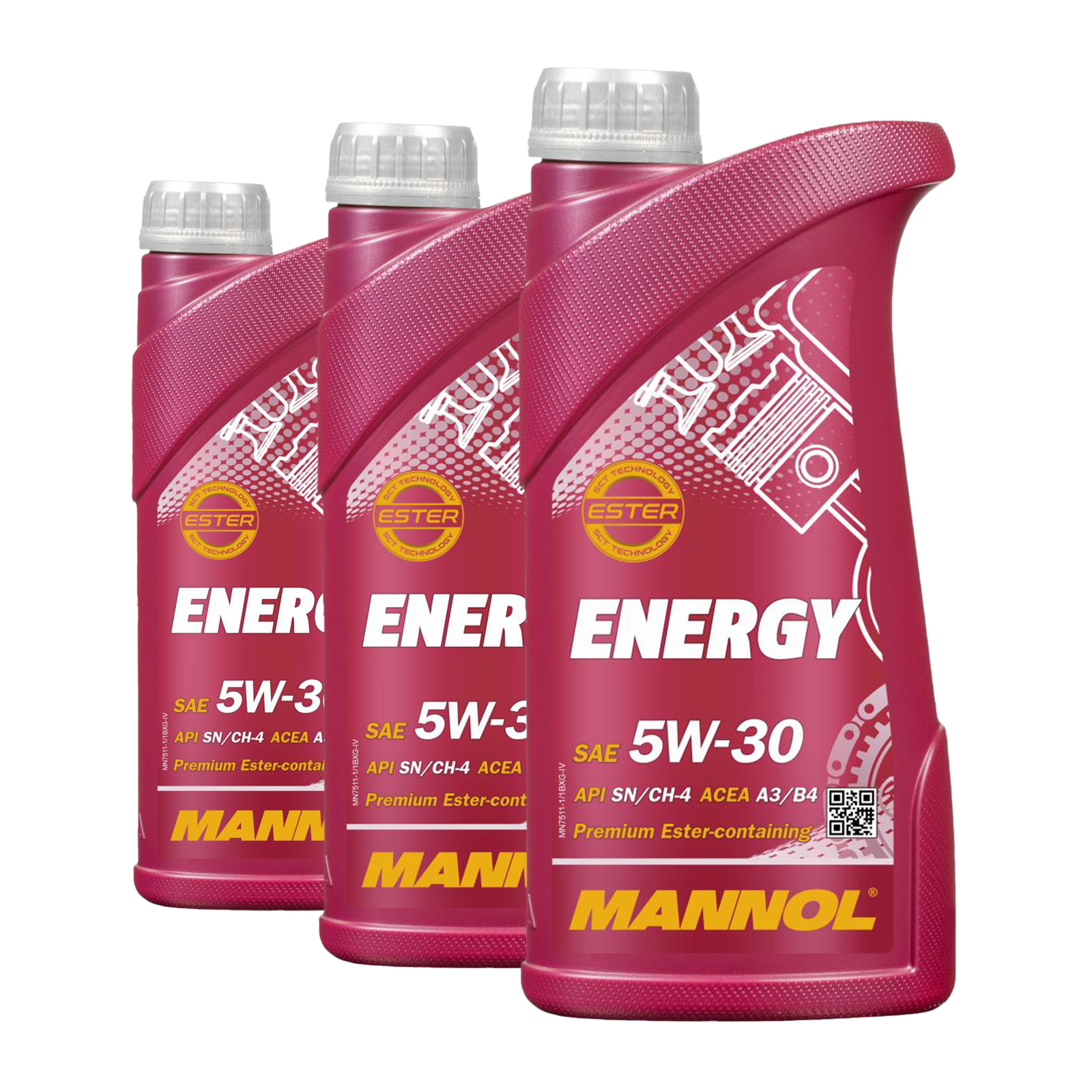 3 Liter (3x1) MANNOL Energy 5W-30 7511 API SN/CH-4 MB 229.3 VW 502.00 Motoröl 